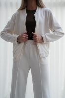 Luksusowy Komplet Damski Masełko Bluza Rozpinana + Spodnie Wide Leg Premium Soft Touch  Elegancja & Komfort-KREM